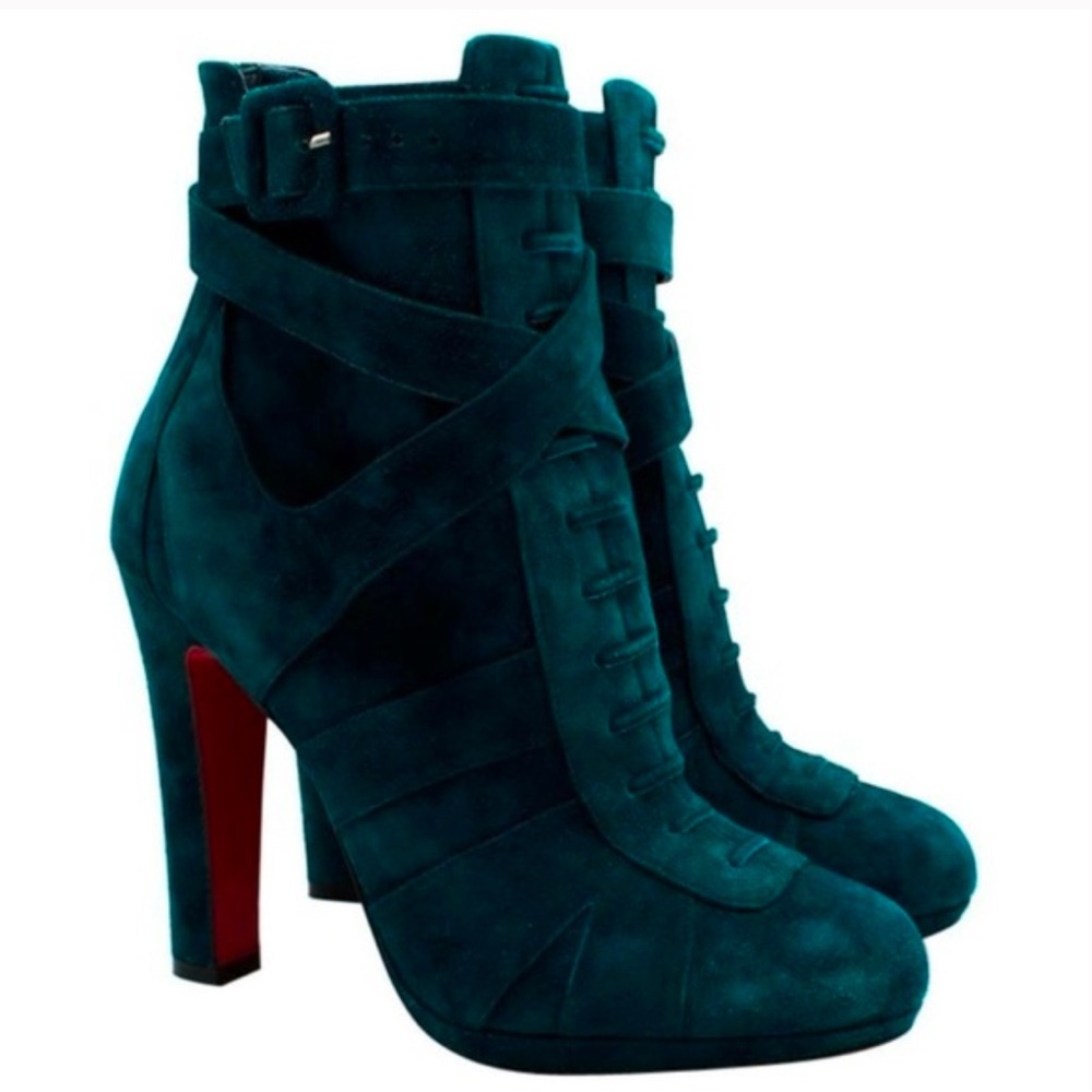 Christian Louboutin blue Heeled Boots with Strappy Design